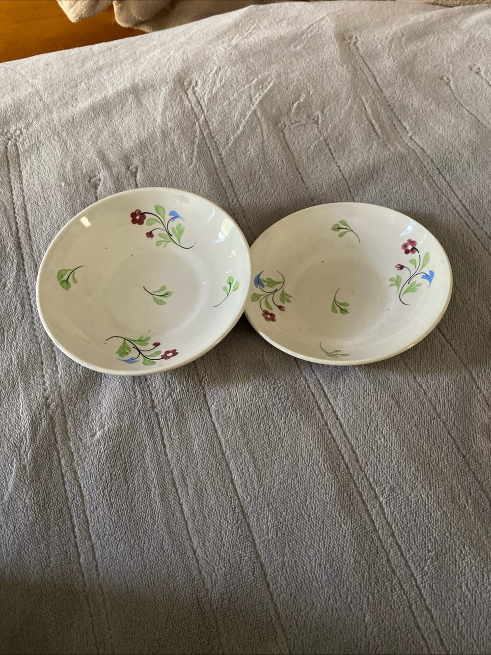Cream Ceramic Dinner Bowls with Floral Motif - Set of 2